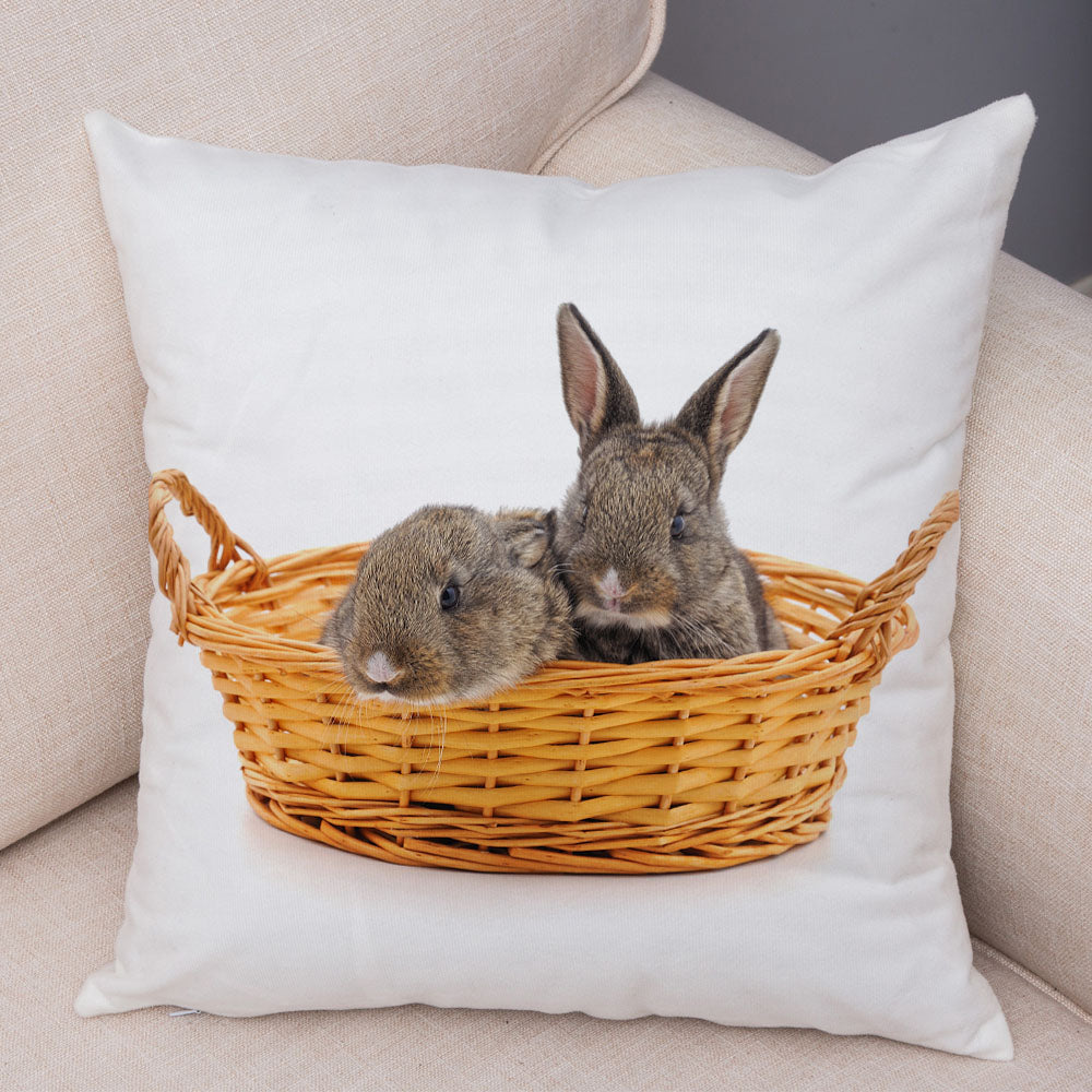 Bunny Bliss Linen Pillow Covers