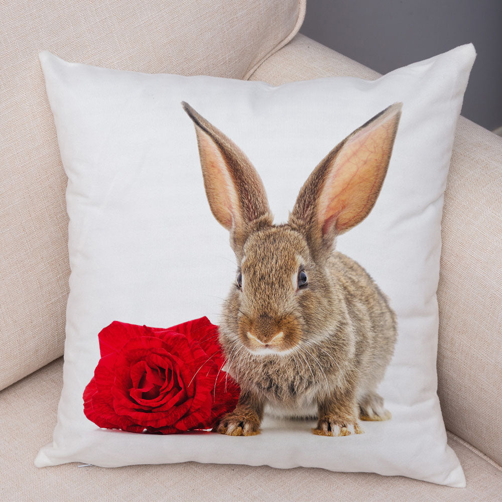 Bunny Bliss Linen Pillow Covers